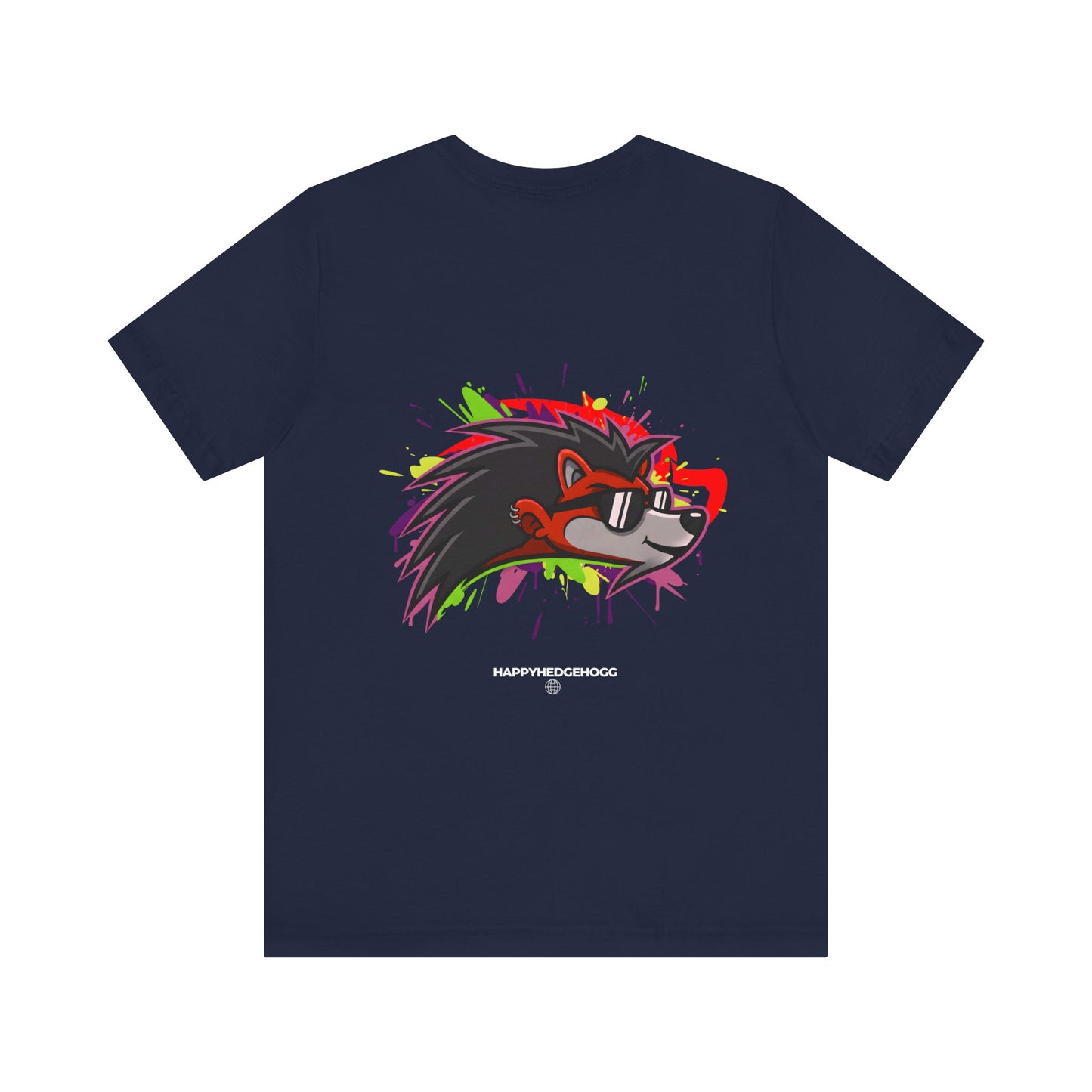 Happy Hedgehogg Adult Graphic Tee – Classic Front Logo + Bold Back Streetwear Graphic