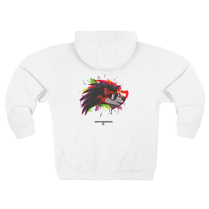 Happy Hedgehogg Graphic Zip-Up Hoodie – Classic Front Logo + Bold Graphic Back Design | Streetwear