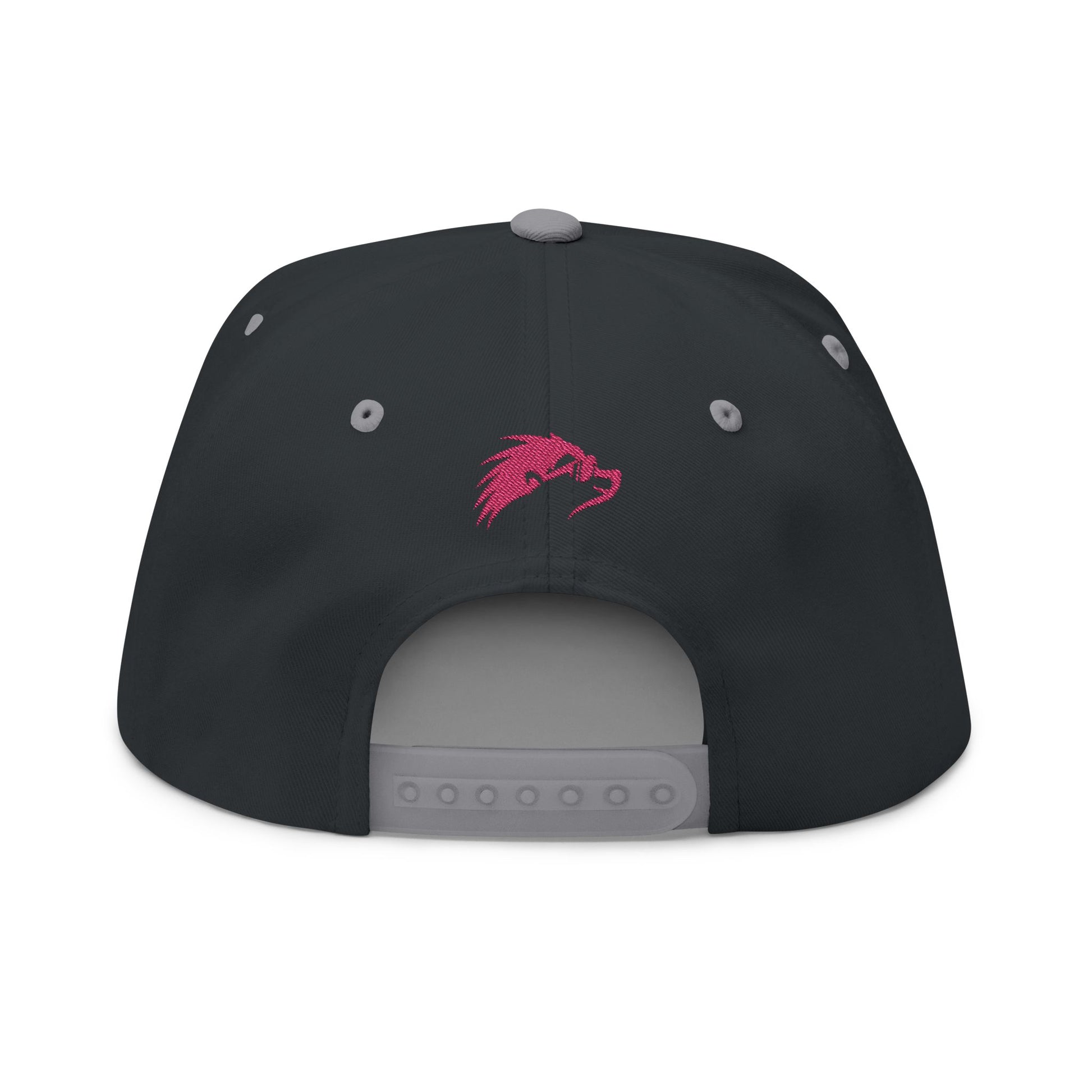 Embroidered Flat Bill Snapback Cap - Pink Logos Front and Back - Happy Hedgehogg