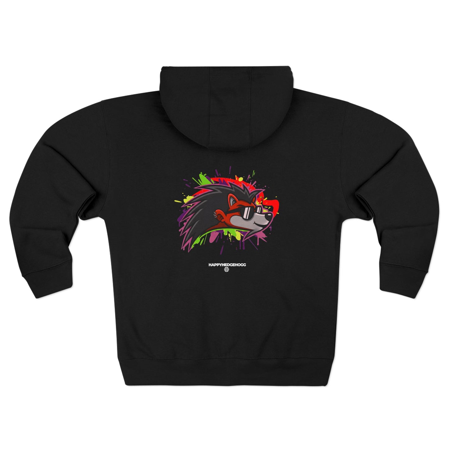 Happy Hedgehogg Graphic Zip-Up Hoodie – Classic Front Logo + Bold Graphic Back Design | Streetwear - Happy Hedgehogg