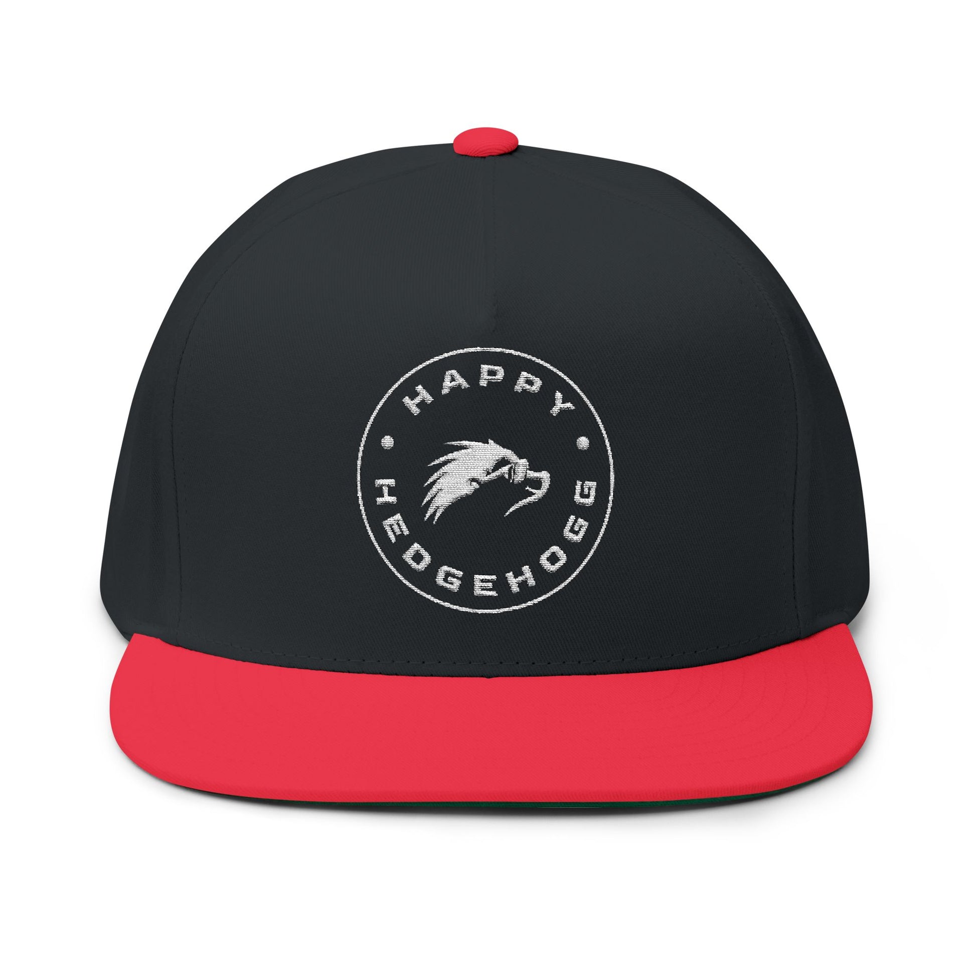 Embroidered Flat Bill Snapback Cap - Happy Hedgehogg