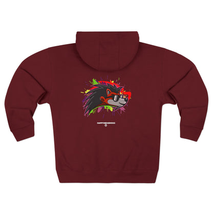 Happy Hedgehogg Graphic Zip-Up Hoodie – Classic Front Logo + Bold Graphic Back Design | Streetwear - Happy Hedgehogg