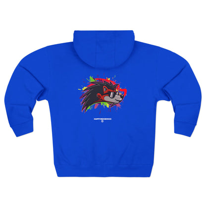 Happy Hedgehogg Graphic Zip-Up Hoodie – Classic Front Logo + Bold Graphic Back Design | Streetwear - Happy Hedgehogg