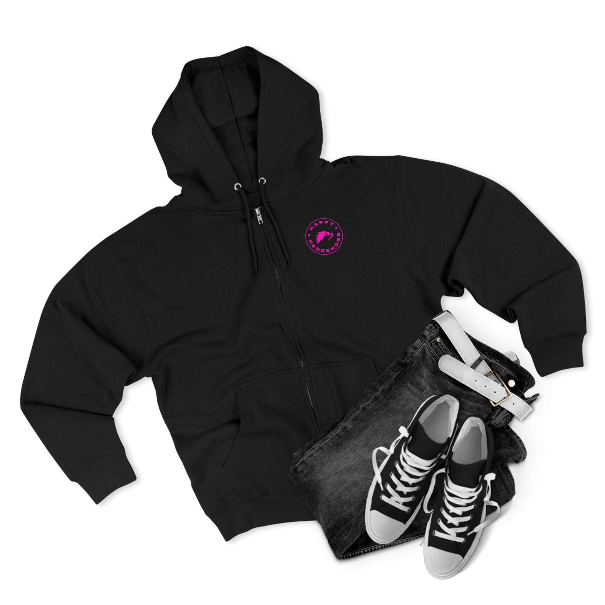 Happy Hedgehogg Zip Up Hoodie – Pink Logo - Happy Hedgehogg