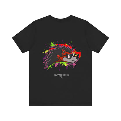 Happy Hedgehogg Adult Graphic Tee – Classic Front Logo + Bold Back Streetwear Graphic
