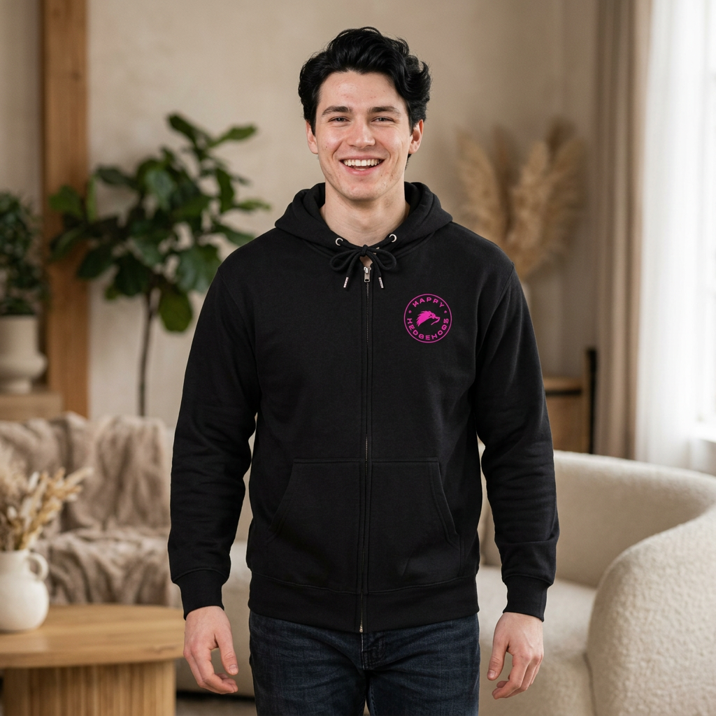Happy Hedgehogg Classic Zip Hoodie – Everyday Comfort with Pink Happy Hedgehogg Logo - Happy Hedgehogg