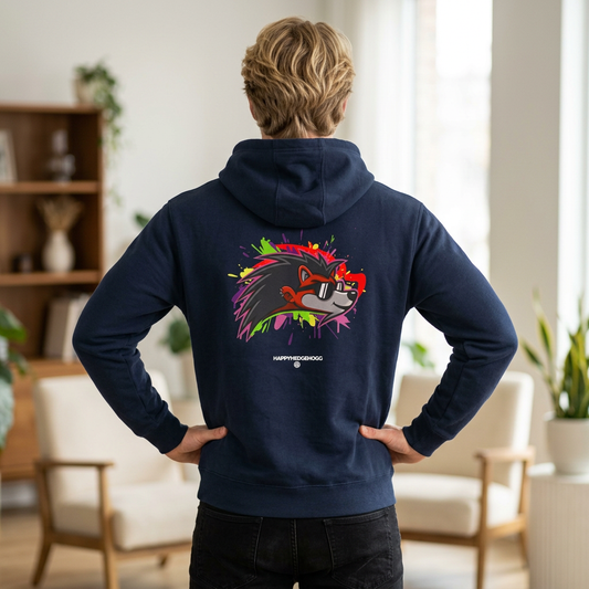 Happy Hedgehogg Graphic Zip-Up Hoodie – Classic Front Logo + Bold Graphic Back Design | Streetwear - Happy Hedgehogg