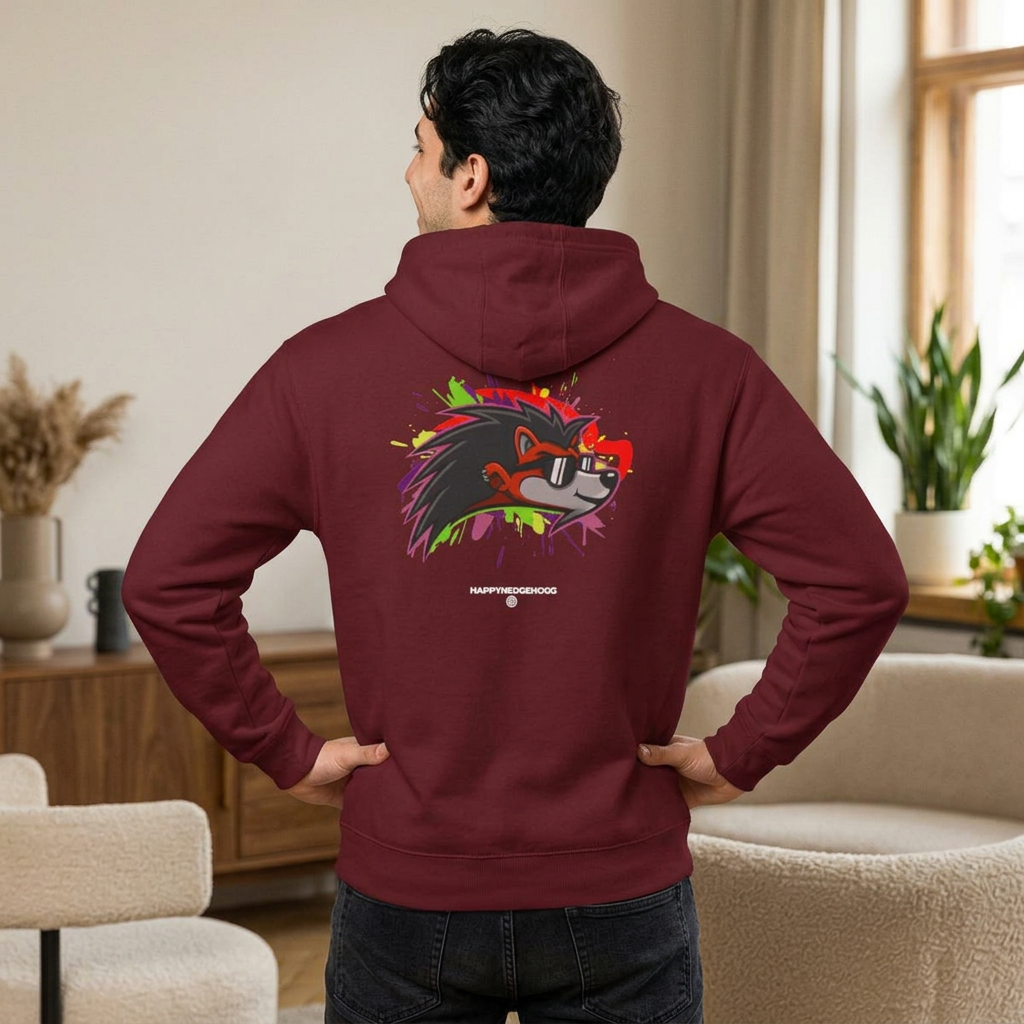 Happy Hedgehogg Graphic Zip-Up Hoodie – Classic Front Logo + Bold Graphic Back Design | Streetwear - Happy Hedgehogg
