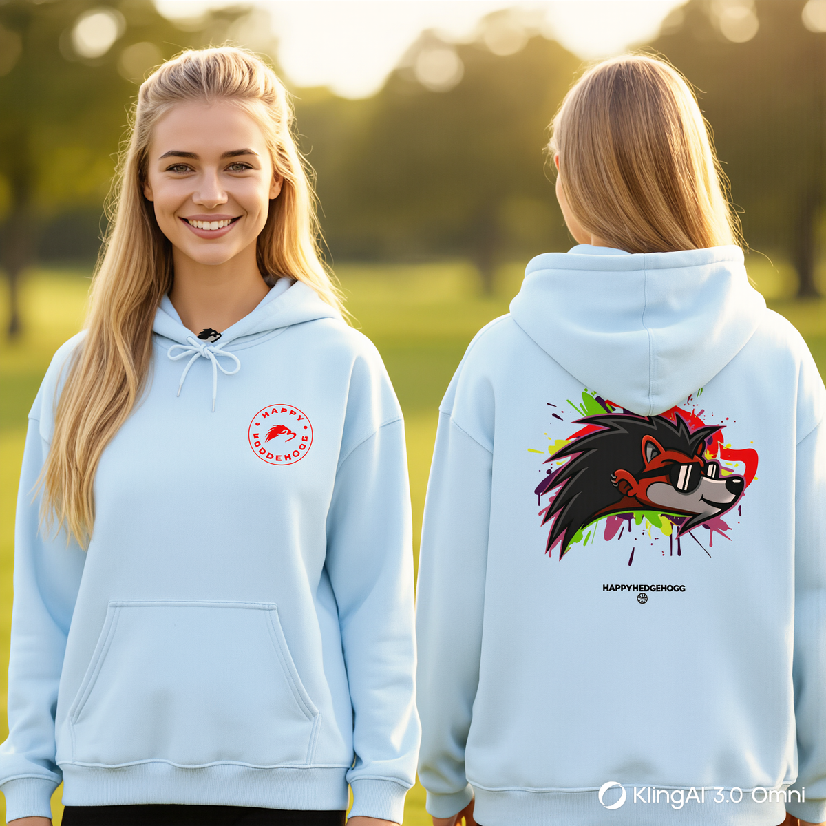 Color Graphic Hoodie - Happy Hedgehogg