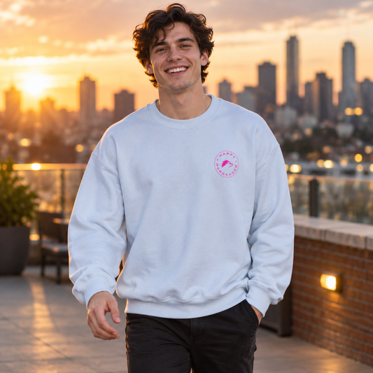 Pink Badge Crewneck Sweatshirt - Happy Hedgehogg