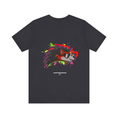 Happy Hedgehogg Adult Graphic Tee – Classic Front Logo + Bold Back Streetwear Graphic