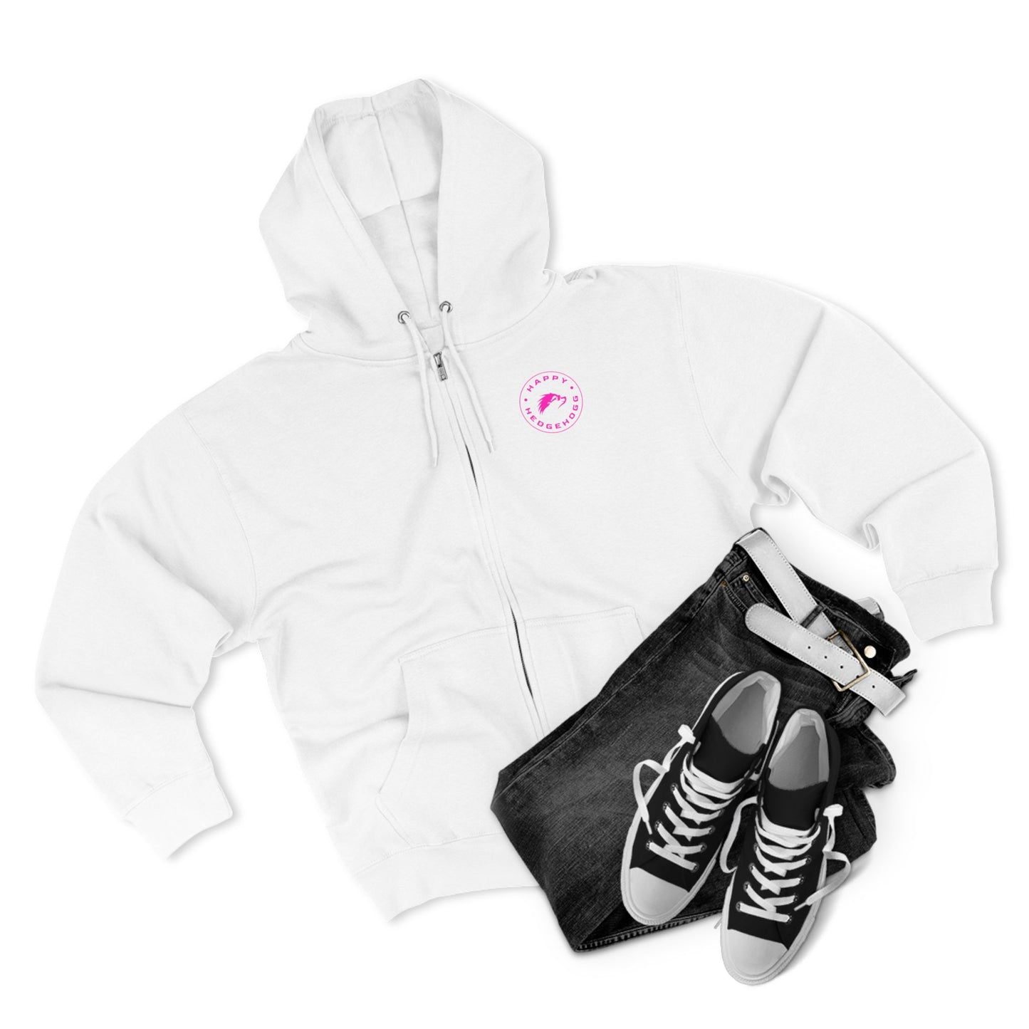Happy Hedgehogg Zip Up Hoodie – Pink Logo - Happy Hedgehogg