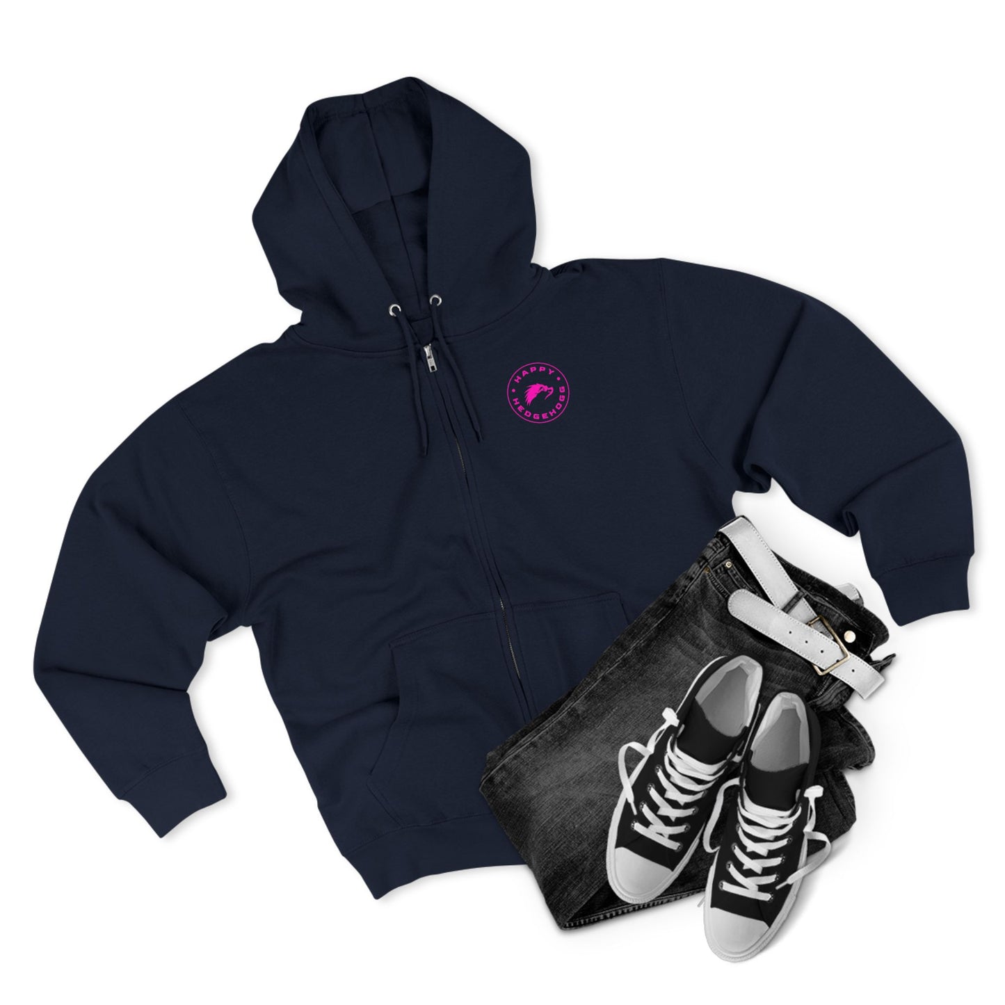 Happy Hedgehogg Zip Up Hoodie – Pink Logo - Happy Hedgehogg