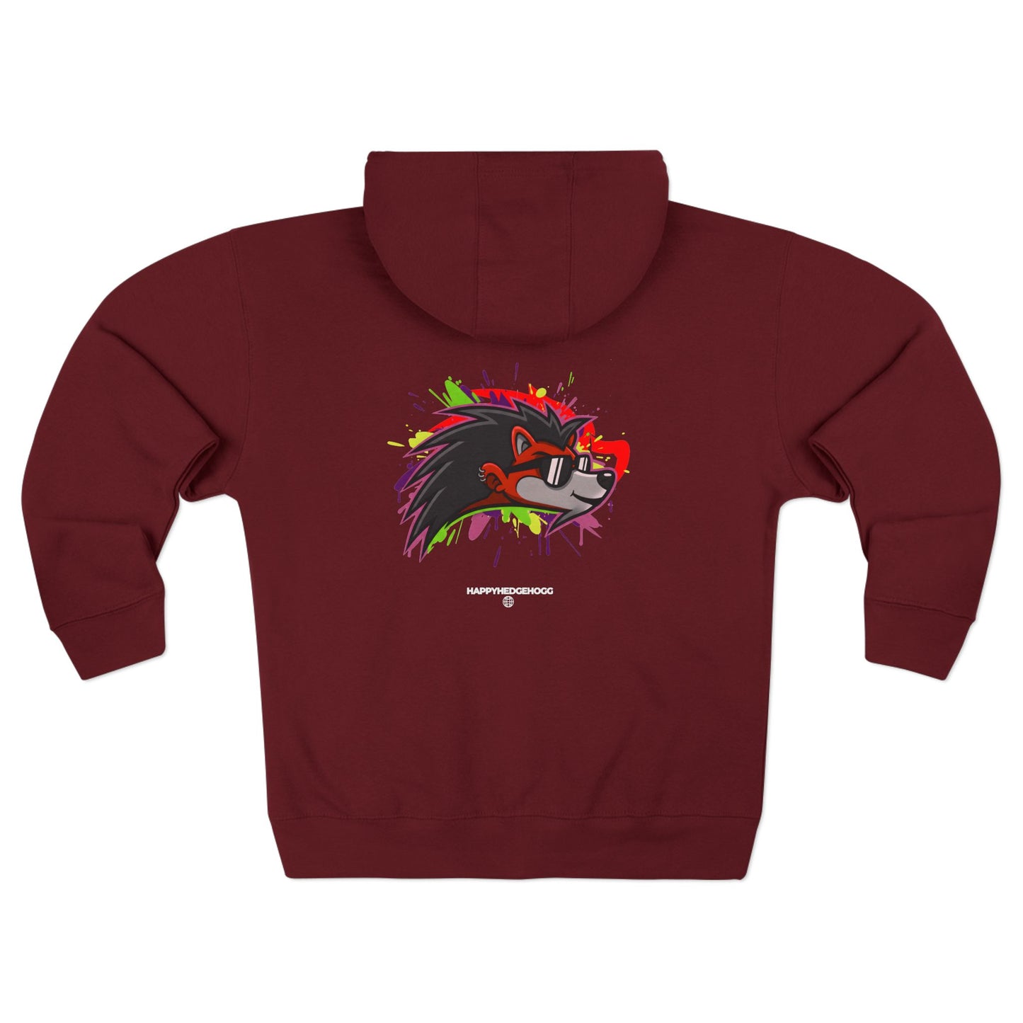 Happy Hedgehogg Graphic Zip-Up Hoodie – Classic Front Logo + Bold Graphic Back Design | Streetwear