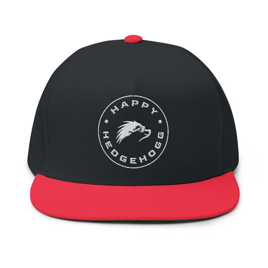 Embroidered Flat Bill Snapback Cap - Happy Hedgehogg