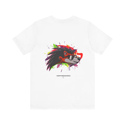 Happy Hedgehogg Adult Graphic Tee – Classic Front Logo + Bold Back Streetwear Graphic
